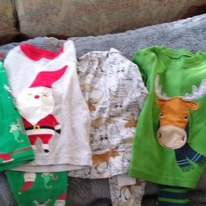 4 long sleeve shirts and 3 pant PJ set